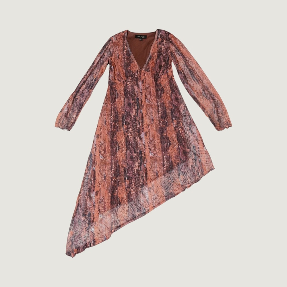 Boho Snake Print Asymmetrical Midi Dress | Oak & Trellis‎ | L